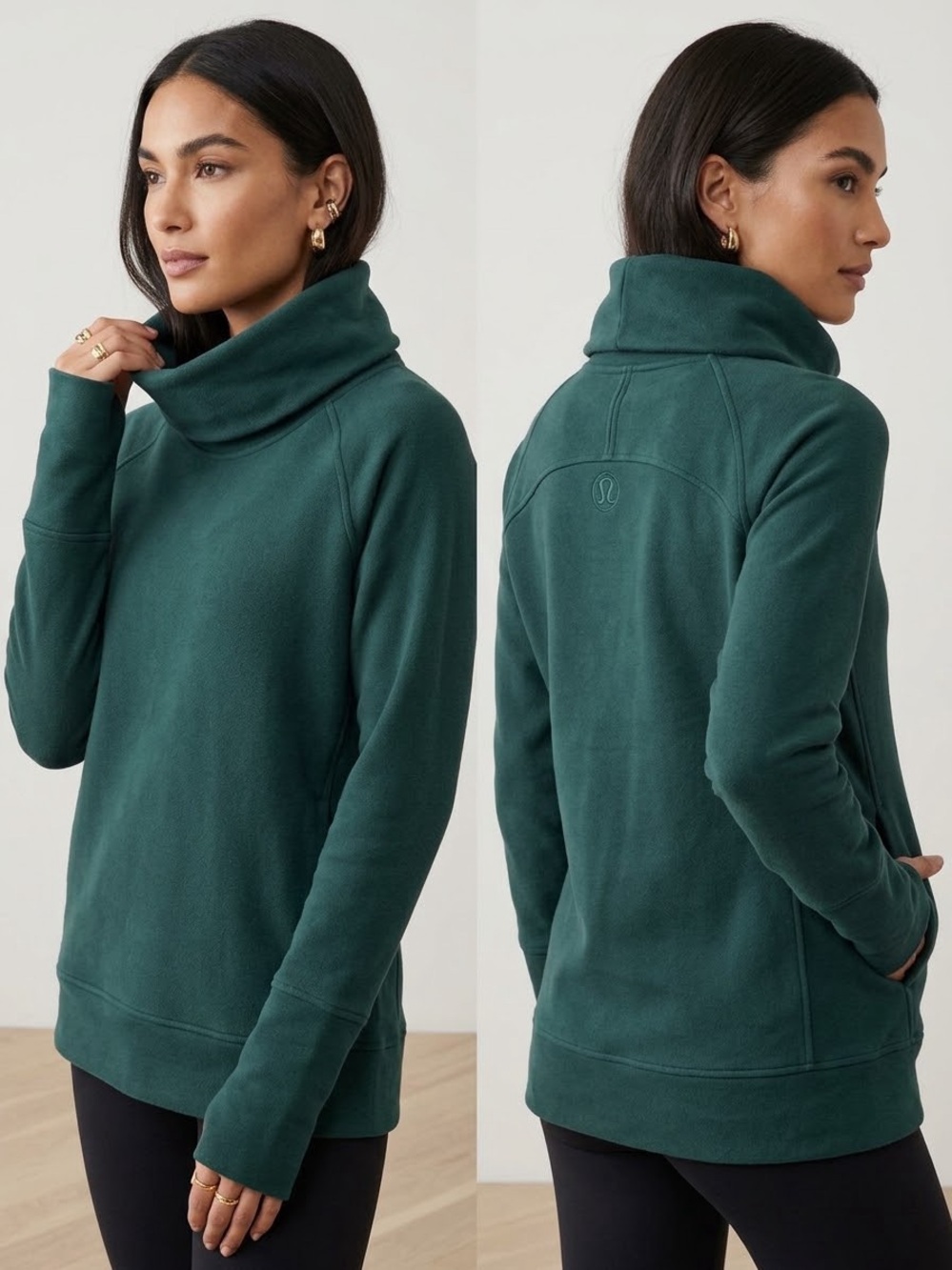 Lululemon Scuba Pullover sweater Neck Sweatshirt teal green Size 2 LW3BAZS